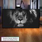 Quadro O Olhar Do Leão Preto E Branco 100x50 Cm | Moldura Pre